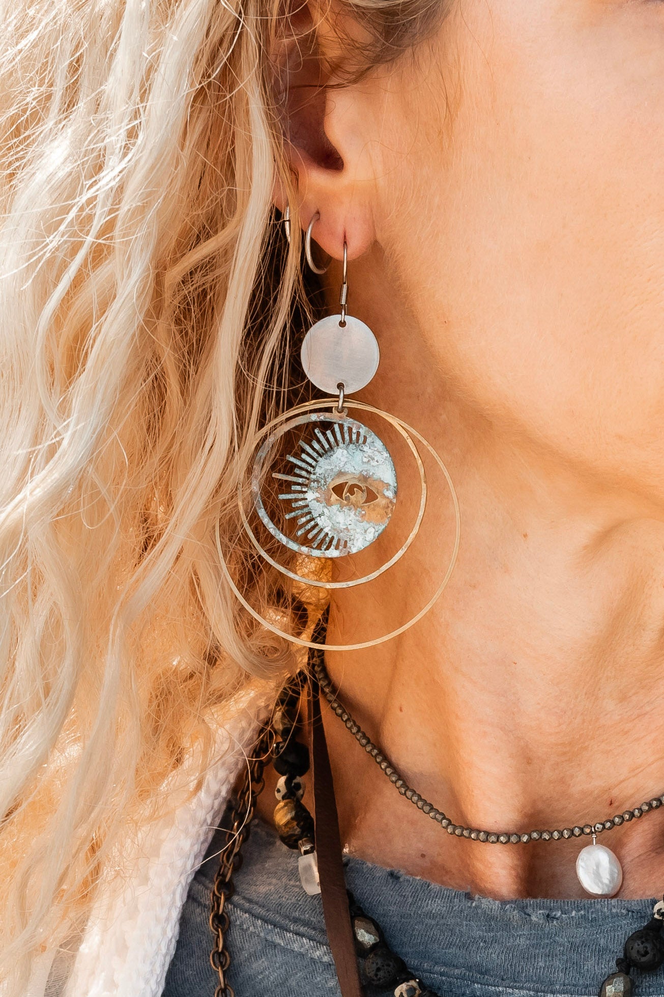 Rising Horizon Patina Earrings - SpiritedBoutiques Boho Hippie Boutique Style Earrings, Spirit Lala Zen