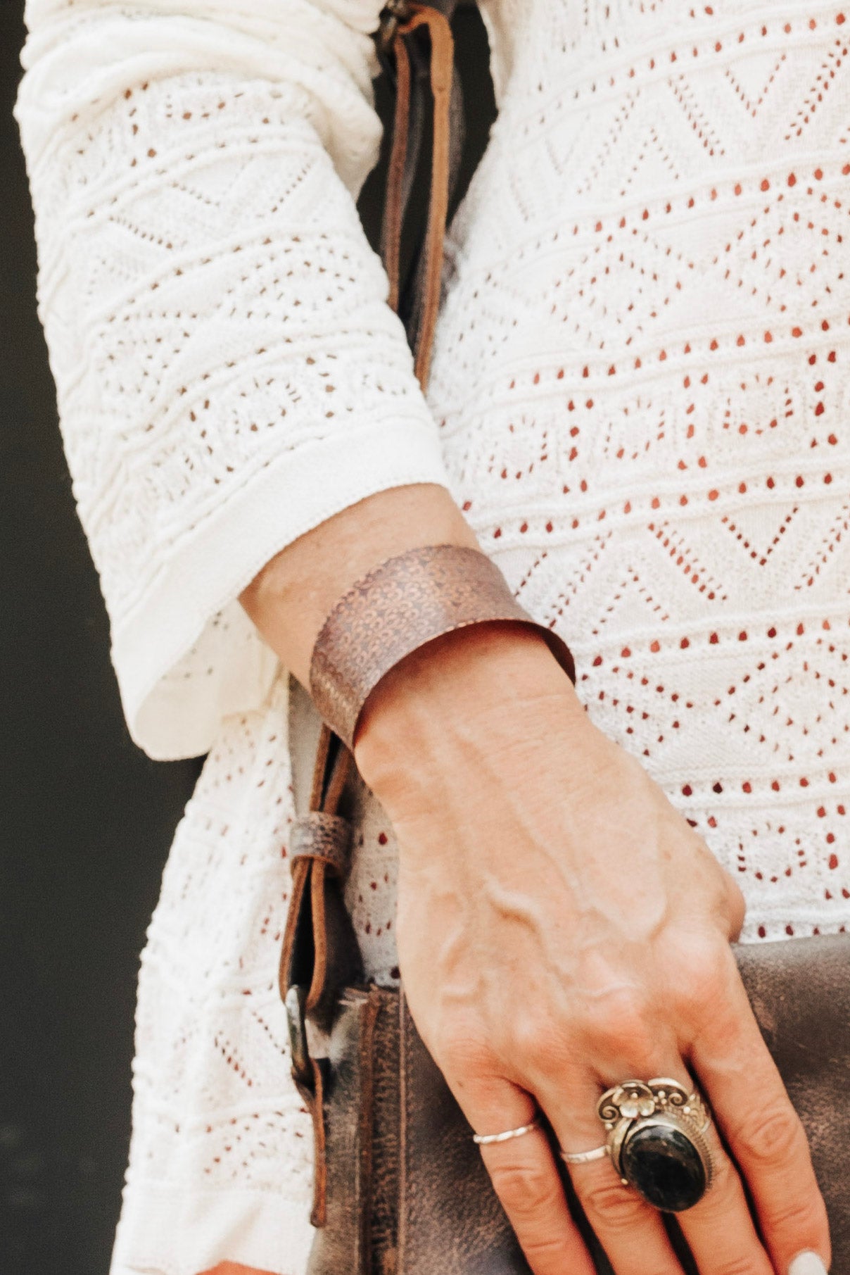 Bronze & Copper Patina Cuff - SpiritedBoutiques Boho Hippie Boutique Style Bracelet, Anju Art Jewelry