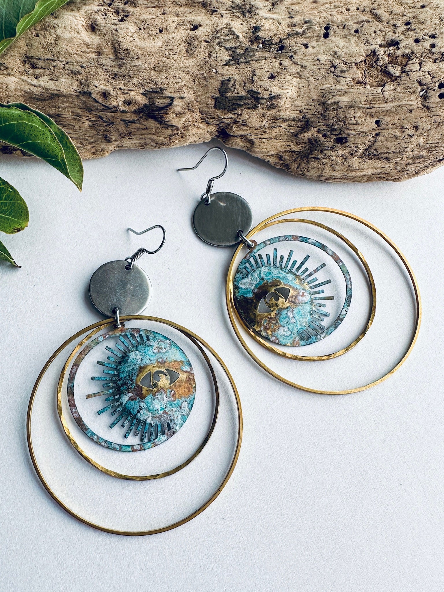 Rising Horizon Patina Earrings - SpiritedBoutiques Boho Hippie Boutique Style Earrings, Spirit Lala Zen