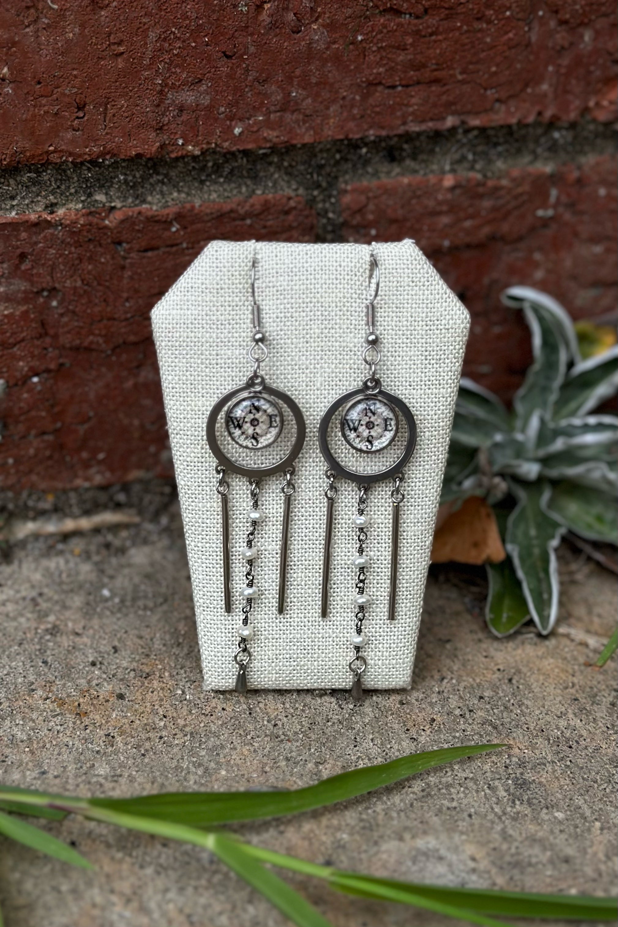 Tri-Drop Statement Earrings in Compass - SpiritedBoutiques Boho Hippie Boutique Style Earrings, Spirit Lala