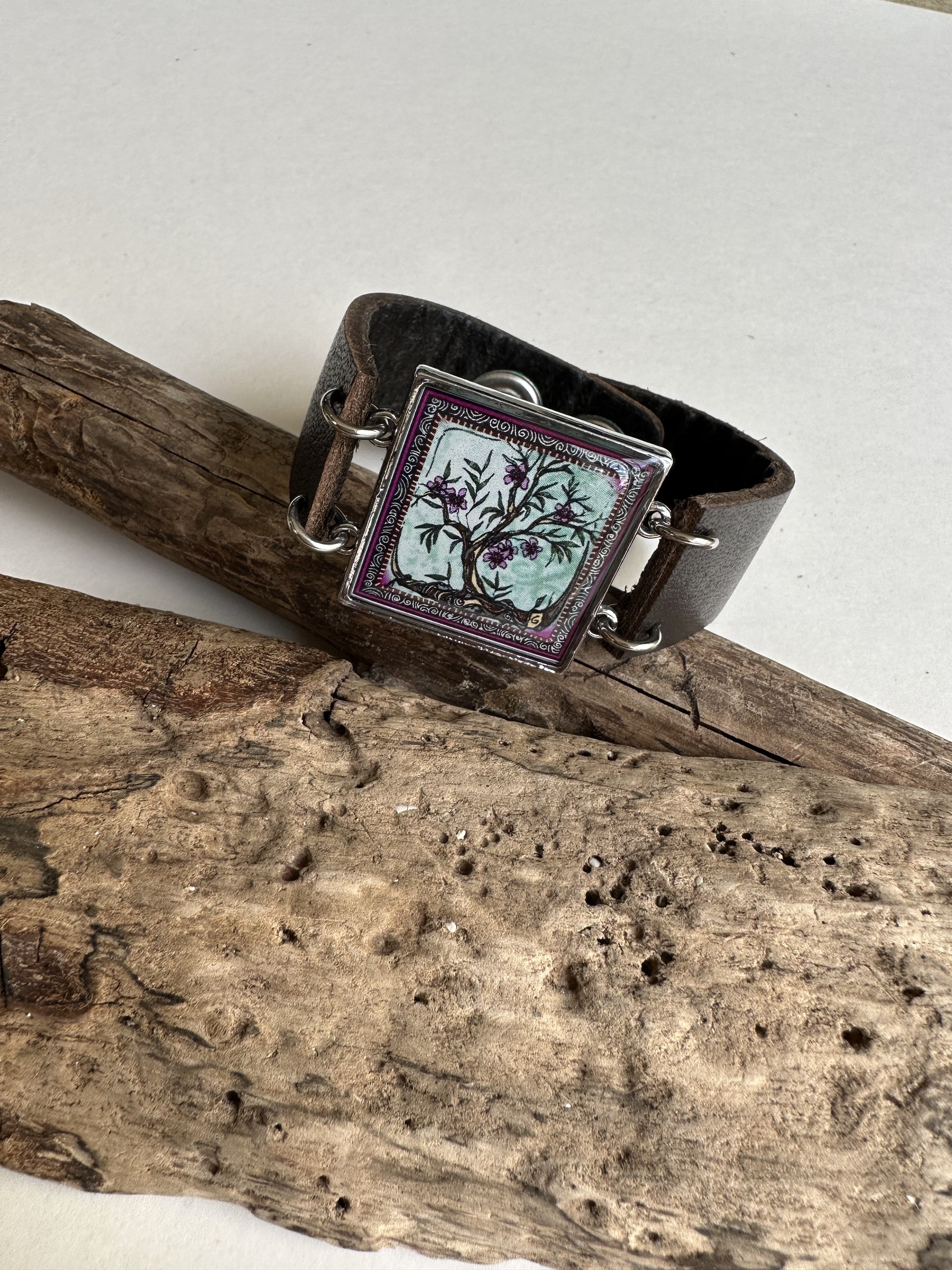 Fuchsia Tree of Life Cuff Bracelet - SpiritedBoutiques Boho Hippie Boutique Style Bracelet, Spirit Lala